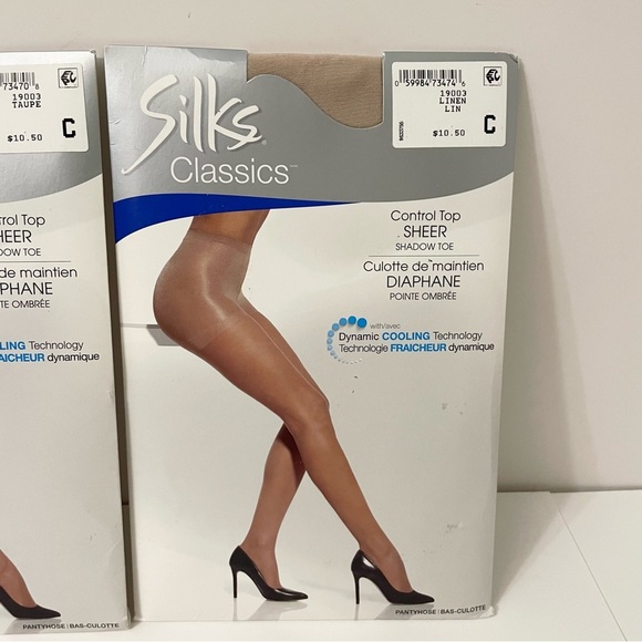 Silk Classic Control Top Sheer Pantyhose Shadow Toe Lot of 3 - Picture 4 of 12